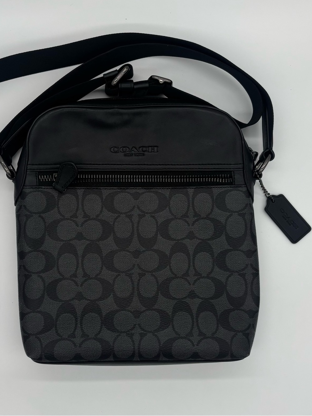 Coach Men's Charcoal/Black Signature Messenger Bag